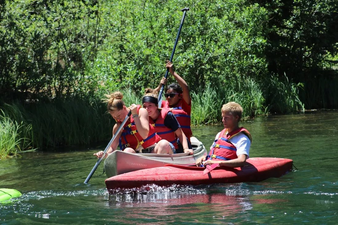 A family canoeing